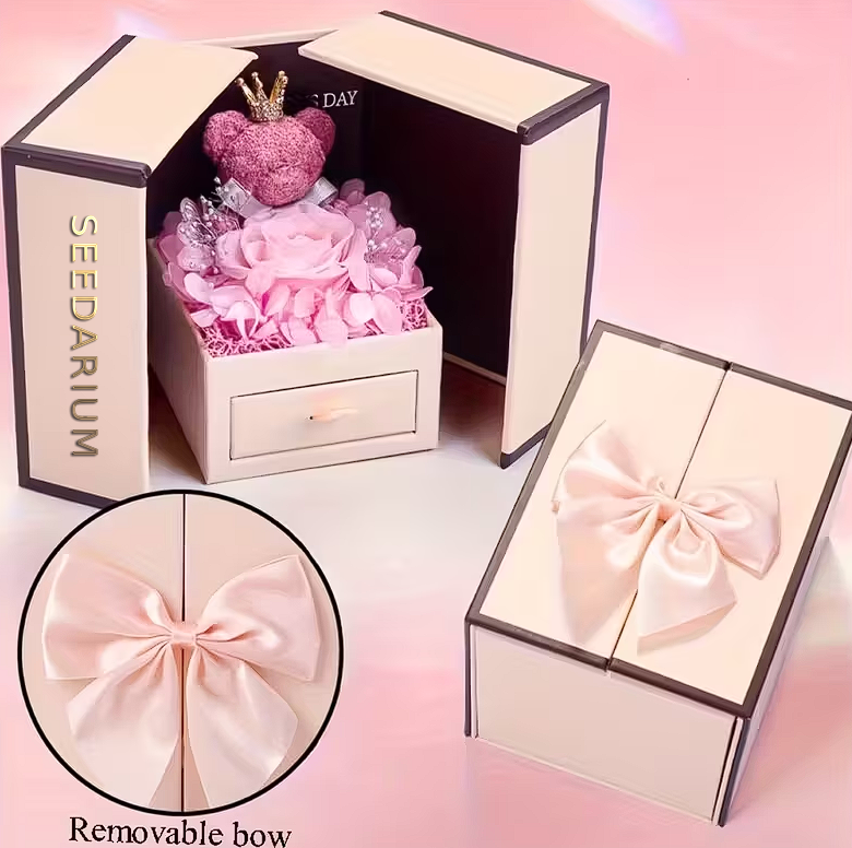 Luksusowy Box Prezentowy z Misiem i Różą