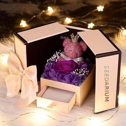 Luksusowy Box Prezentowy z Misiem i Różą