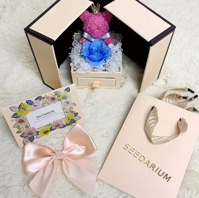 Luksusowy Box Prezentowy z Misiem i Różą