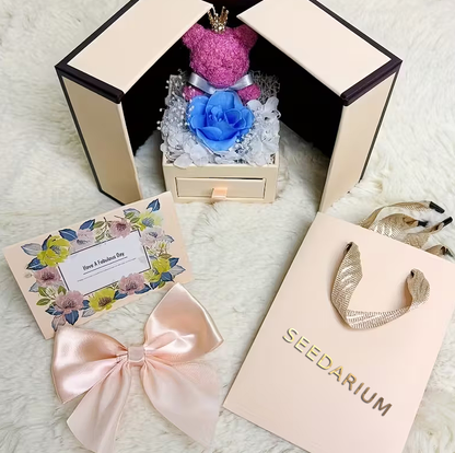 Luksusowy Box Prezentowy z Misiem i Różą